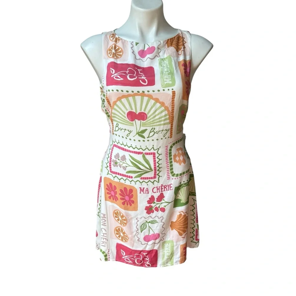 NWT, Mod On Trend Secret Symphony Cutout Tie Back Print Dress!, Sz S - Picture 4 of 16